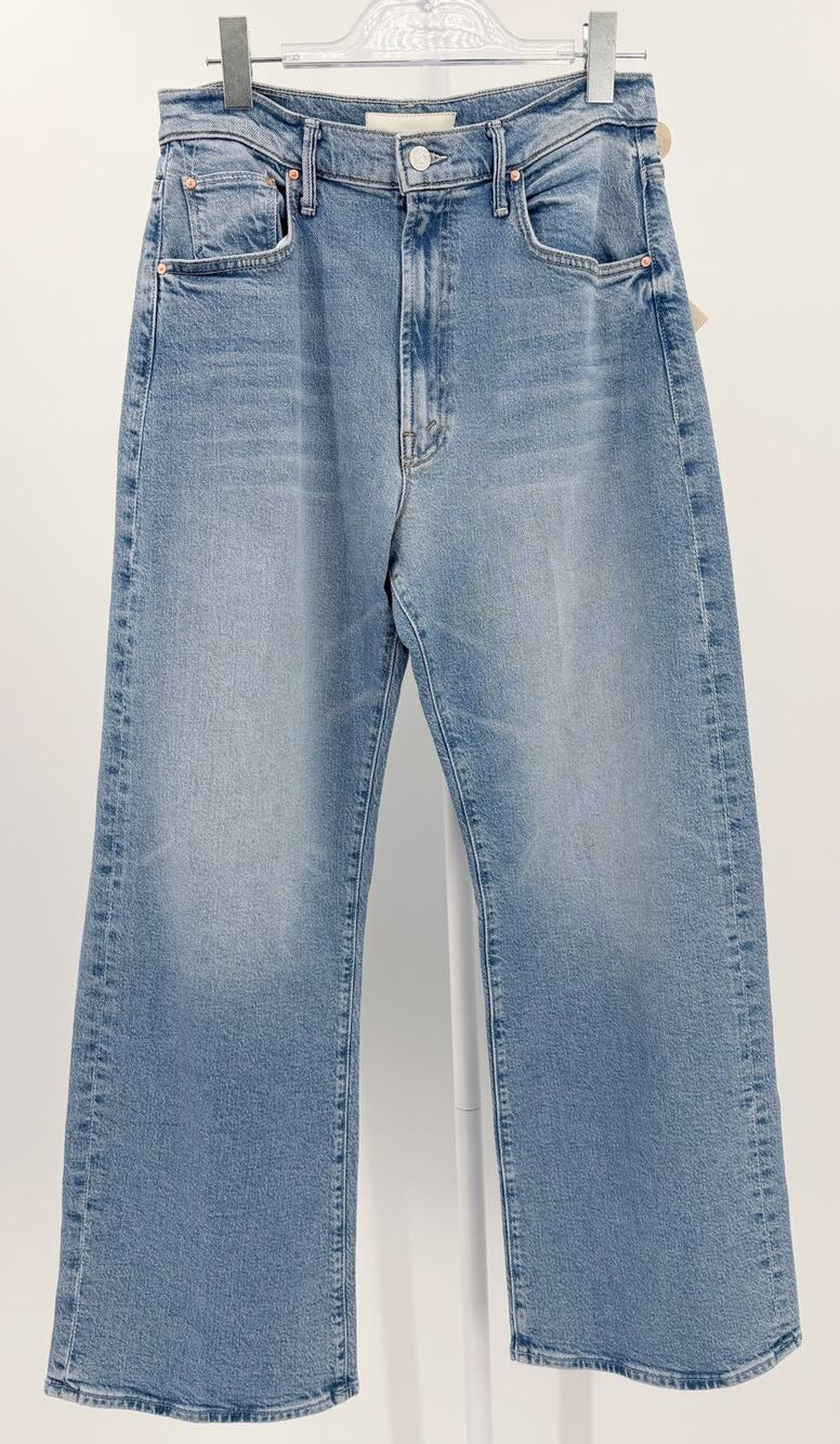 MOTHER Superior Jeans Little Lasso Lil Sneak Wide Leg Petite Blue NWT Size 31